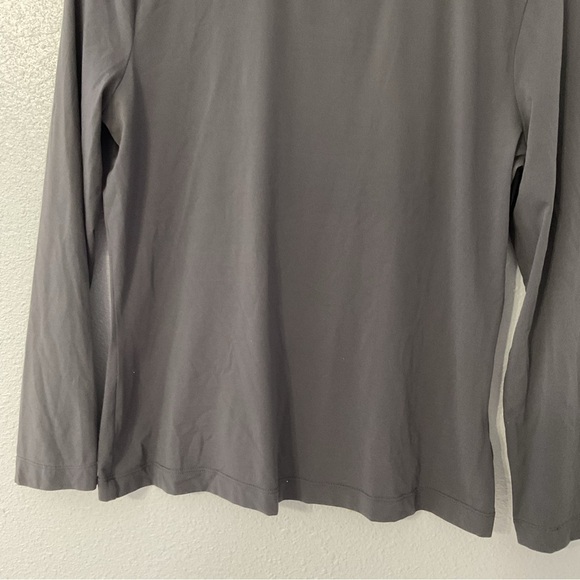 St. John Womens Long Sleeve Lightweight Mock Neck Shirt Medium Gray - Picture 3 of 6